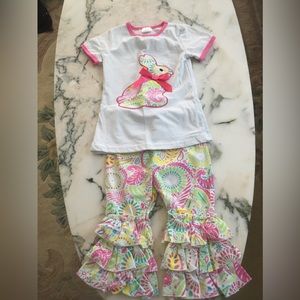 NWOT girls Easter pants set size M = US 4T